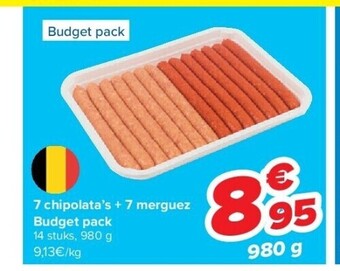 Carrefour 7 chipolata’s + 7 merguez budget pack aanbieding
