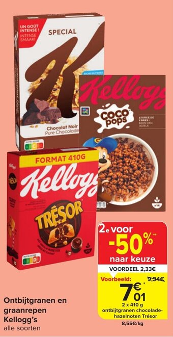 Carrefour Market Ontbijtgranen en graanrepen Kellogg's aanbieding