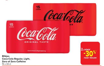 Carrefour Market Blikjes Coca-Cola Regular, Light, Zero of Zero Caffeine aanbieding