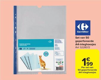 Carrefour Market Set van 50 geperforeerde A4-inleghoesjes aanbieding