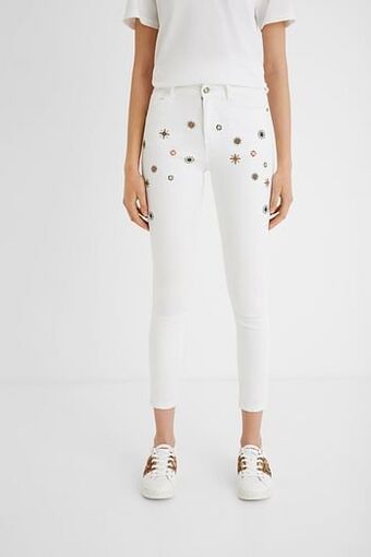 Desigual Enkellange skinny jeans - WHITE - 34 aanbieding