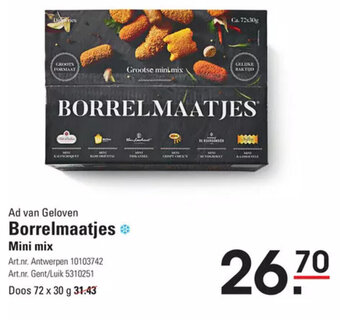 Sligro Ad van Geloven Borrelmaatjes Mini mix 72 x 30g aanbieding