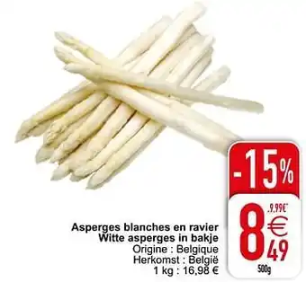Cora Asperges blanches en ravier witte asperges in bakje aanbieding