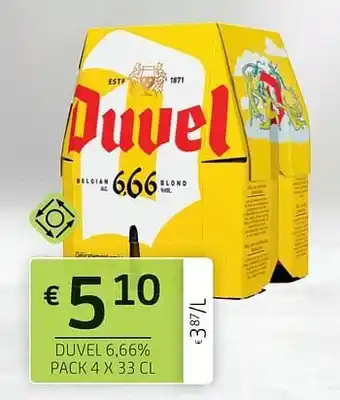 BelBev Duvel 6,66% pack 4 x 33 cl aanbieding
