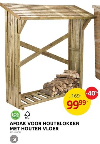 Brico Afdak voor houtblokken met houten vloer aanbieding