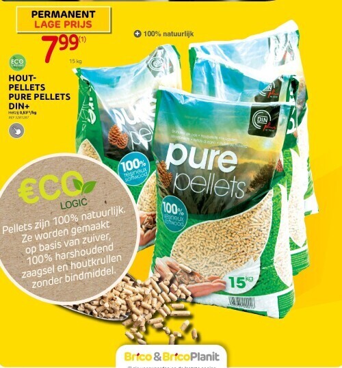 Houtpellets pure pellets din+ promotie bij Brico