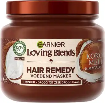 Bol.com Garnier loving blends kokosmelk & macadamia hair remedy haarmasker - voedend masker voor normaal tot droog haar - 340ml aanbieding