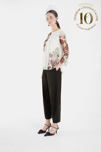 Desigual Wijd uitlopend shirt met bloemen - WHITE - S aanbieding