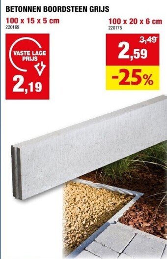 Hubo Betonnen boordsteen grijs 100 x 15 x 5 cm aanbieding