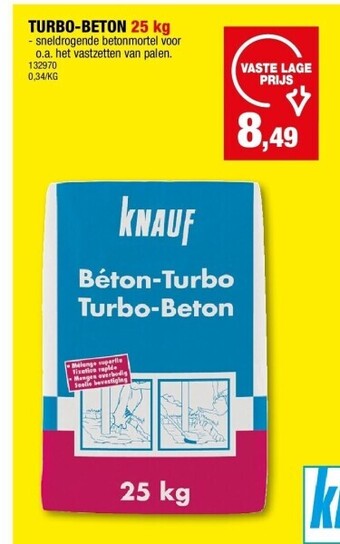 Hubo Turbo-beton 25 kg aanbieding