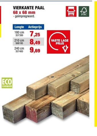 Hubo Vierkante paal 68 x 68 mm aanbieding
