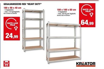 Hubo Gegalvaniseerd rek “heavy duty” 180 x 90 x 40 cm aanbieding