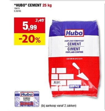Hubo “hubo” cement 25 kg aanbieding