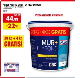 Hubo “hubo” witte muur- en plafondverf aanbieding