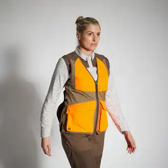 Decathlon Licht ademend jachtvest voor dames 500 fluo/bruin aanbieding