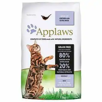 Zooplus 2x7,5kg Kip & Eend Applaws Kattenvoer aanbieding