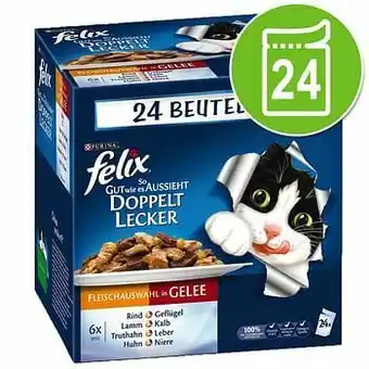 24x100g Dubbel Zo Lekker in Gelei Vlees selectie Felix Kattenvoer