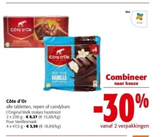 Colruyt Côte d'or puur vanillesmaak 4 x 47,5 g aanbieding