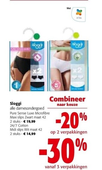 Sloggi midi slips wit maat 42 2 stuks