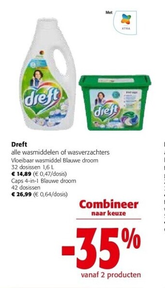 Colruyt Dreft caps 4-in-1 blauwe droom 42 dosissen aanbieding