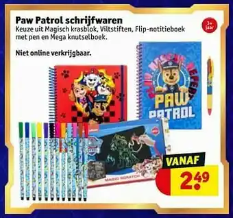 Kruidvat Paw patrol schrijfwaren aanbieding