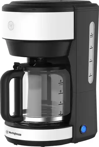 Westinghouse koffiezetapparaat - filterkoffie - met glazen kan - 10 koppen koffie - met herbruikbare filter - wit