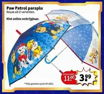 Kruidvat Paw patrol paraplu aanbieding