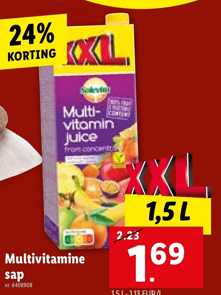 Multivitamine sap 1.5L promotie bij Lidl