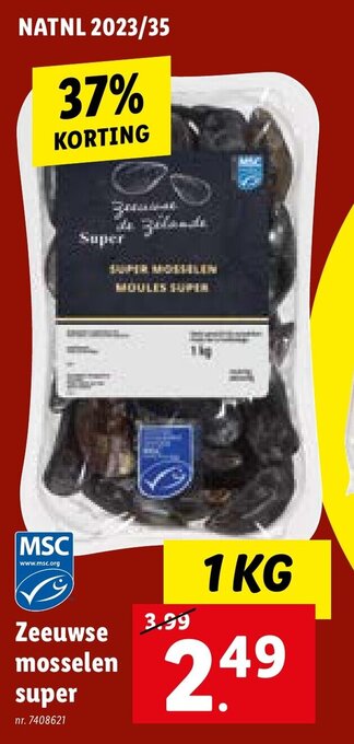 Lidl Zeeuwse mosselen Super 1KG aanbieding