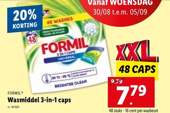 Lidl FORMILⓇ Wasmiddel 3-in-1 caps aanbieding