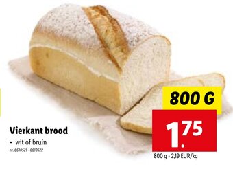 Lidl Vierkant brood 800g aanbieding