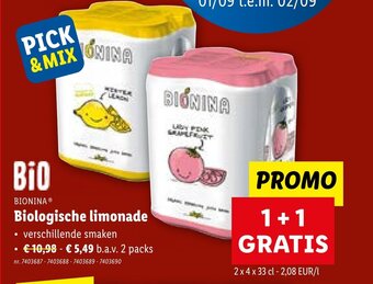 Lidl BIONINAⓇ Biologische limonade aanbieding
