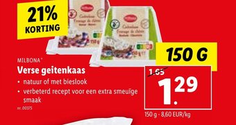 Lidl MILBONA* Verse geitenkaas 150g aanbieding