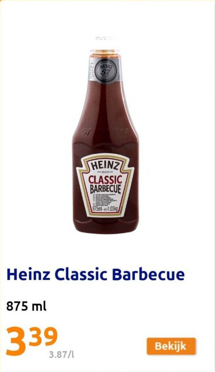 Heinz Classic Barbecue 875ml promotie bij Action
