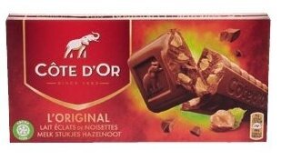 Colruyt Côte d'Or L'Original Melk stukjes hazelnoot 2 x 200 g aanbieding