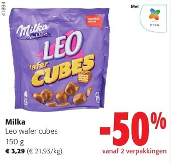 Colruyt Milka Leo wafer cubes 150 g aanbieding