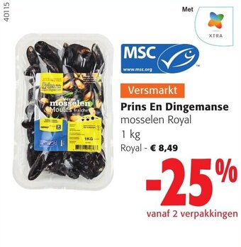 Colruyt Prins En Dingemanse mosselen Royal 1 kg aanbieding