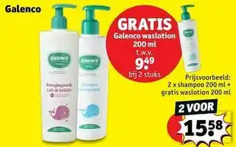 Kruidvat Galenco shampoo + gratis waslotion aanbieding