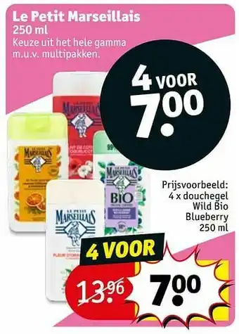 Kruidvat Le petit marseillais douchegel wild bio blueberry aanbieding