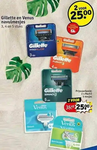 Kruidvat Gillette en venus navulmesjes mach3 aanbieding