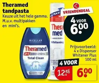Kruidvat Theramed tandpasta dispenser whitener plus aanbieding