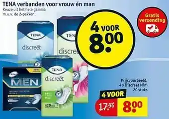 Kruidvat Tena verbanden discreet mini aanbieding