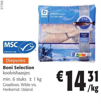 Colruyt Boni Selection koolvishaasjes aanbieding