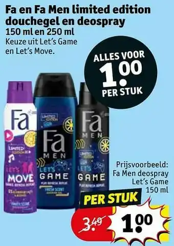 Kruidvat Fa men deospray let’s game aanbieding