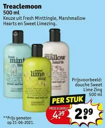 Kruidvat Treaclemoon douche sweet lime zing aanbieding