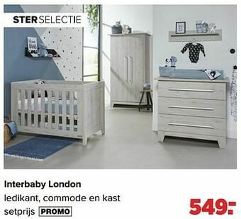 Baby-Dump Interbaby london ledikant, commode en kast aanbieding