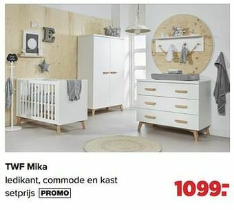 Baby-Dump Twf mika ledikant, commode en kast aanbieding