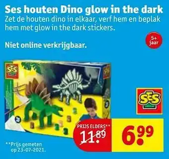 Kruidvat Ses houten dino glow in the dark aanbieding