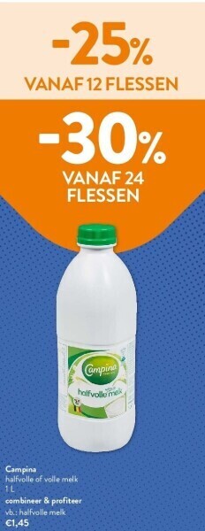 OKay Campina halfvolle of volle melk 1 l aanbieding