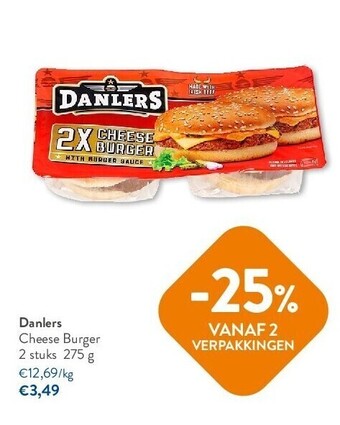 OKay Danlers cheese burger 2 stuks 275 g aanbieding